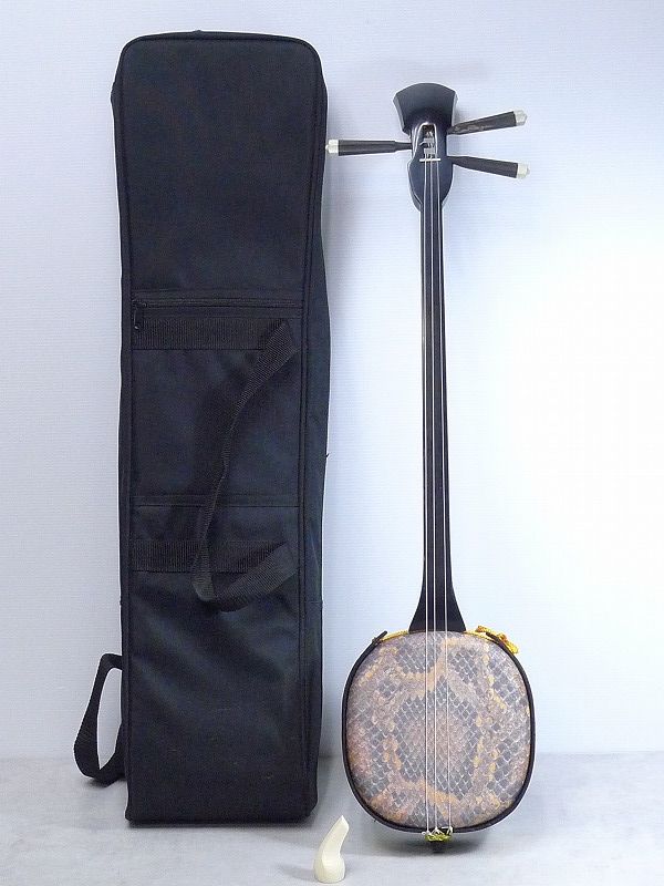 送料無料) 41.250円 沖縄三線専用未塗装紫檀棹と蛇皮強化(二